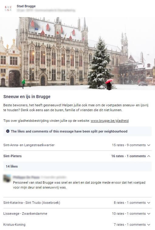 stad Brugge roept op om de stoep sneeuwvrij te maken bij buren die dat niet zelf kunnen
