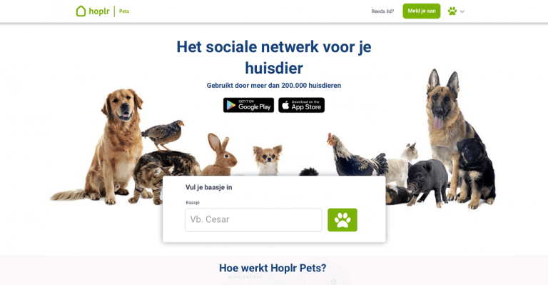inlog scherm hoplr pets