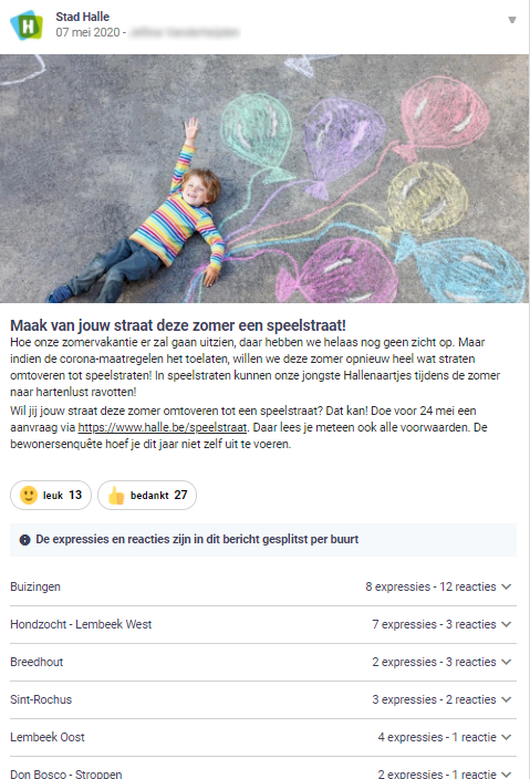 city of halle posts on hoplr to invite citizens to apply to turn their street into a play street during the summer