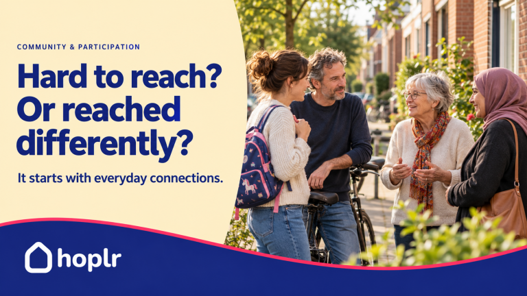 Hoplr cover about reaching residents through everyday neighborhood conversations.